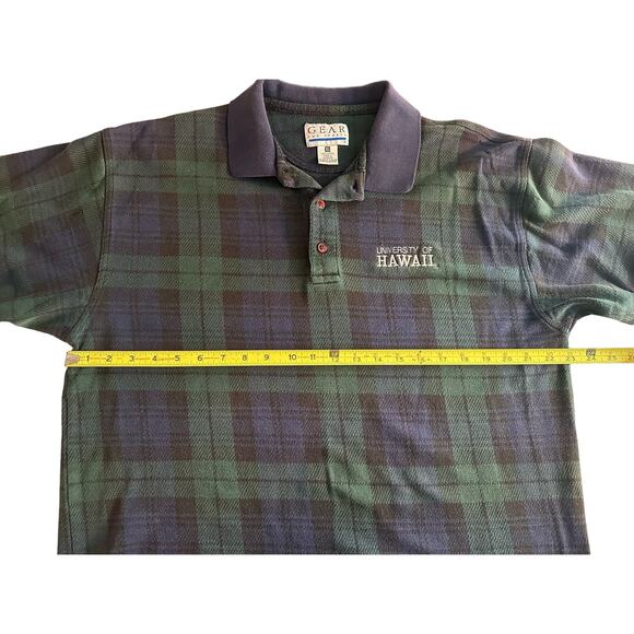 Gear for Sports University of Hawaii Vintage Golf Shirt Blue and Green Plaid XL - Picture 6 of 7